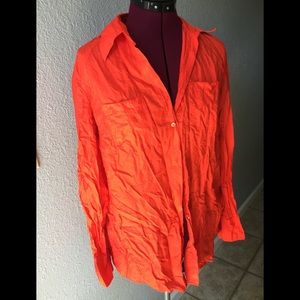 Silk button down top